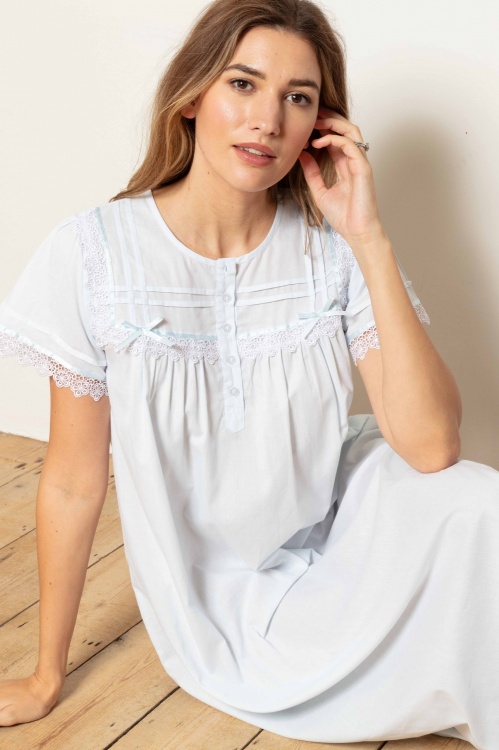 Cara Victorian Cotton Lawn Short  Sleeve Nightdress